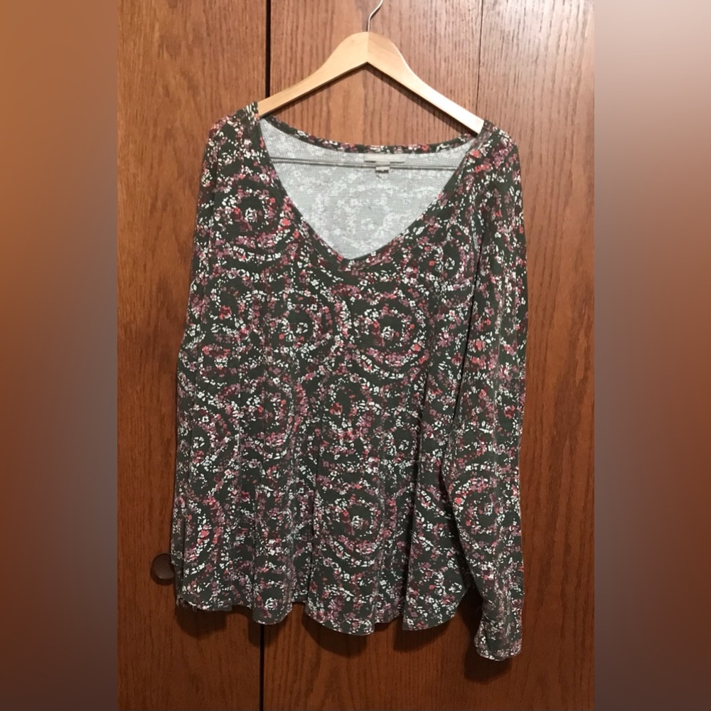 Women's Woman Within Size 4X 34/36 Top Shirt Printed Floral V-Neck
